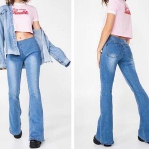 Newbury Kustom Pull On Stretch Boho Bellbottom Flared Legs Jeans Size M